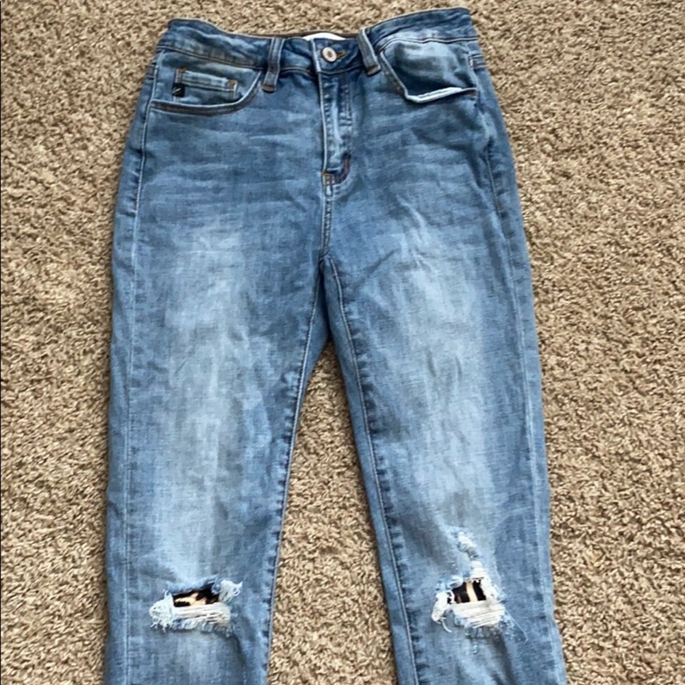 KanCan: 5/28 Leopard Patch Skinny Jeans:NWOT